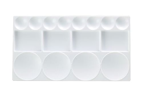 サイズ:12x305x168mm 材質:PP製 内容:デザインパレット 1枚 安価なプラ製のパレットです。 用途:アクリル絵の具/水彩絵具など