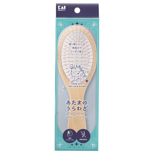 樂天商城 - 貝印あたまのうらわざヘアブラシSメタルピンピンクゴールドスカルプケア静電気除去頭皮マッサージブラッシングミニサイズコンパクト持ち運び木製KQ1609