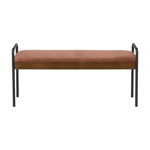 サイズ:幅110x奥行38x高さ52cm 座面高:45cm 座面サイズ:幅110x奥行38cm カラー:ナチュラル/オレンジ 材質:座面/ファブリック、木部/突板、脚/スチール 塗装:木部/ラッカー塗装、脚/粉体塗装 生産国:ベトナム 重量:11kg