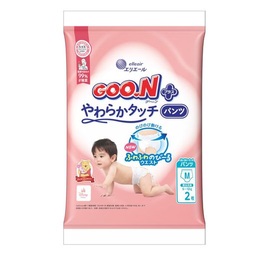 たくさん動いてものびのび快適、動きやすさにこだわった肌触り。のびのび動ける「ふわふわのびーるウエスト」で快適に動きやすい。かるーく伸ばせるからはかせやすい。 おしりにやさしい「ぽこぽこクッションシート」で、肌にふれる部分が最小限※1に。凹凸でゆるうんちも広げずキャッチ。※1当社ベビー用紙おむつ内。 エリエール贅沢保湿と同じ保湿成分配合。 ギャザー高さ約1.2倍※2UP!「足まわりすっぽりギャザー」でたくさん動いてもズレずにすきまができにくい。※2当社従来品同サイズとの比較。 「全面通気性シート」でずっとムレ安心。「最長12時間※3たっぷり吸収」で朝までモレ安心。※3当社調べ(おしっこの量は個人差があります。お子様の状態をみて、適宜交換してください。)