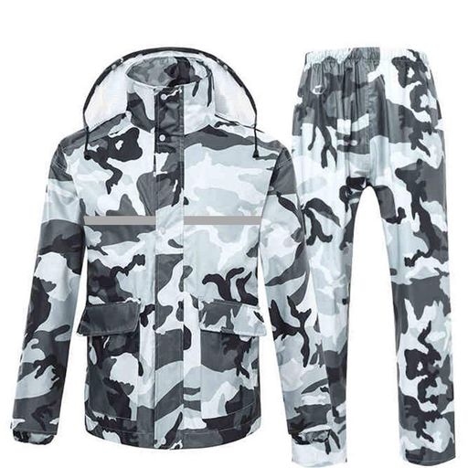 [MaxWant] レインウェア レインスーツ レインコート アウトドア 上下セット 通気メッシュ 着脱式合羽 透湿 防水 撥水 バイク 自転車 通学 通勤 男女兼用 収納袋付き (カモフラージュグレー, M) hitcreations-10248310 HiT Creations パッケージ画像