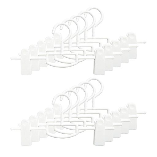 シンコハンガー(Shinkohanger)スカートハンガー幅34cm衣類ハンガー大きいクリップ付回転フックおしゃれスカートスラックスボトムスズボン日本製ホワイト10本セット
