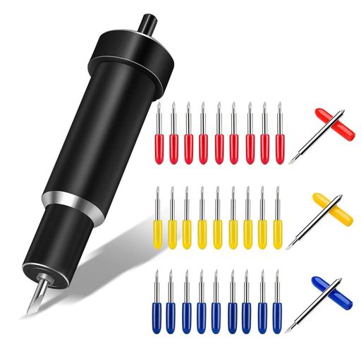 【刃の多数のオプション】-1pcs*ブレードホルダー、10pcs*30の度カッター刃黄色キャップ、10pcs*45度のカッター刃赤キャップ、10pcs*60の度カッター刃ブルーキャップ、などの例があります。 【適用】鋭い耐久性のあるタングステン鋼の刃は、簡単にマホガニー、木材、紙、ポリ塩化ビニール色板、MDF、および他の0.25mm-0.5mmの薄い素材の精密な切断に最適です。 【刃角は3種類あり、適用範囲は広い】30°のブレードは、主に非常に薄いウィンドウティントやマイラー樹脂の切断に使用されています。45°のブレードは、標準的なキャスティングおよびカランダー加工のビニールやその他の薄い素材に推奨されています。60°のブレードは、反射フィルムやサンドブラスト耐性素材などの厚い素材に適しています。注意:使用する際は、素材の硬さや厚みに応じて、30°、45°、60°のブレードを選択してください。 【使いやすい】ブレードの保護キャップを取り外し、ブレードをブレードホルダーに差し込むだけで、簡単にプロッタカッターに取り付けることができます。