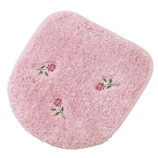 薔薇の刺繍をちりばめたトイレフタカバー 普通便座用・温水洗浄暖房用兼用 素材・材質:ポリエステル100% 生産国:インドネシア 洗濯の際は洗濯用ネット使用(タンブラー乾燥不可)
