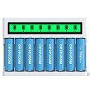DELEIPOW単三電池充電器セット8スロット充電器8本大容量単3充電池3000MAHニッケル水素電池自然放電抑制環境保護约1200回循環使用可能