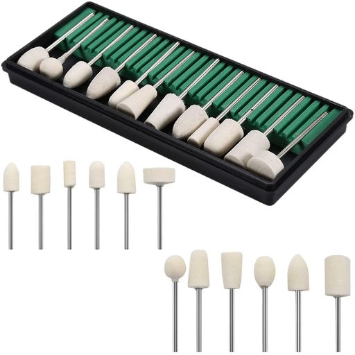 羊毛フェルトバフ12種類12個セット軸付フェルトホイール2.35mm軸柔らかい高い密度羊毛を圧縮ウール研削..