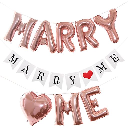 BTZO風船バルーンプロポーズMARRYME飾り付けセットハートガーランドサプライズ結婚式記念日披露宴ウェディングパーティーローズゴールド