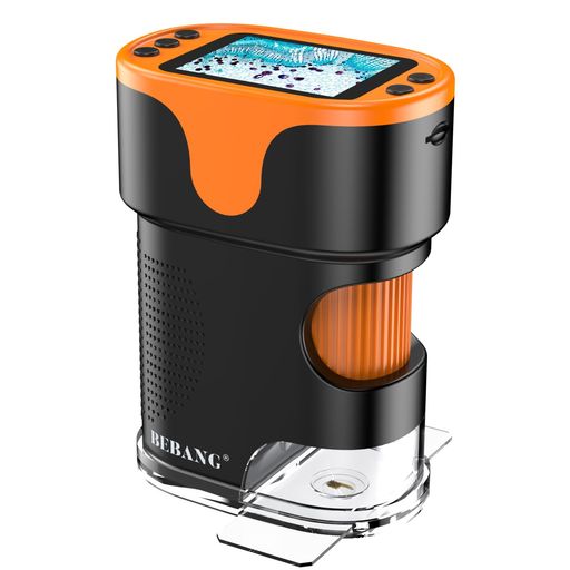 顕微鏡小学生子供用-1000倍4K2.0インチ画面充電式ミニポケットデジタル顕微鏡スライドキット付き携帯型教育ギフト4-12歳の子供・学生向け、EVA収納盒付き(黒) の商品画像