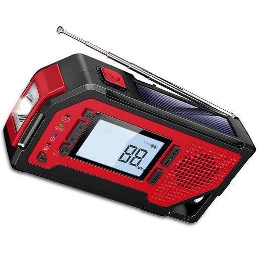 Komidy防災ラジオアウトドア用多機能充電式(手回し/USB/ソーラー/乾電池対応)LEDライト&懐中電灯AM/FM..