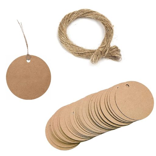 JnTech200枚値札タグおしゃれクラフトパンチ紙クラフトタグカード荷札値札タグ荷札紐付きクラフト紙円..