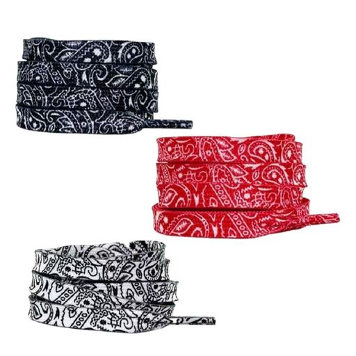 [Wdlife]靴ひもシューレース靴紐平紐3色/3足セット6本ペイズリー柄120cm140cm160cmスニーカー多彩カラ..