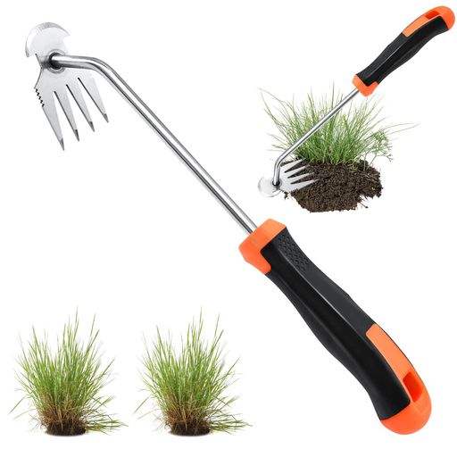 庭用除草ツール根抜き多機能除草くわ片手用長い柄雑草取り器具草刈り草取り用くわ4本鍬レーキ11本便利..