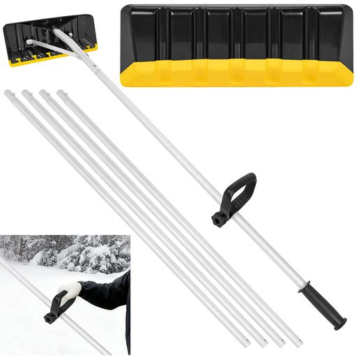 TORIBIOスノーレーキ屋根雪降ろし棒延長雪庇落としアルミ製1.4-6.1長さ調整可能ロング雪落とし組立式スノーダンプ屋根雪下ろし機積雪時間労力節約雪かき用多機能