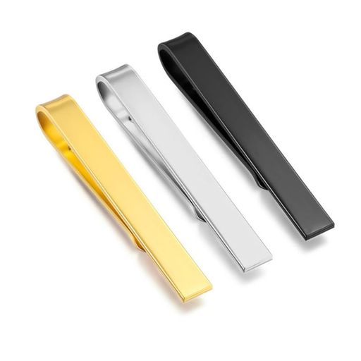 Yierda短いネクタイピン3本セットおしゃれメンズシンプルシルバーブラックゴールドネクタイピンクリップ式ブランドビジネス結婚式タイピンアクセサリープレゼント