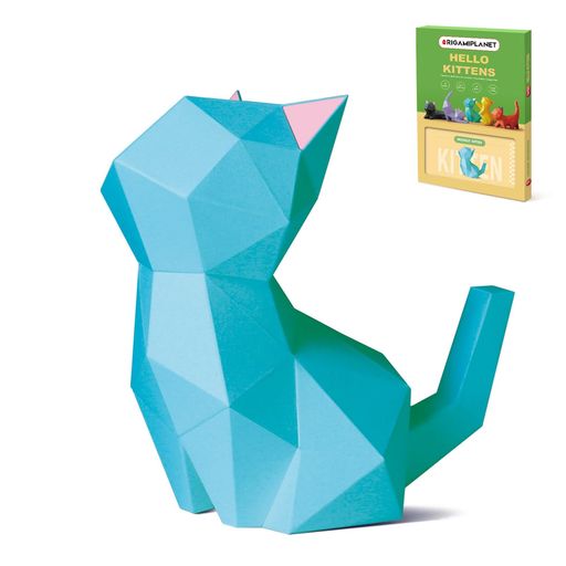 ORIGAMIPLANET立体折り紙クラフトキット-MoonlitKitten猫の紙彫刻家の装飾アートピース紙の飾り3Dペーパーアート手作りインテリア雑貨カット済みDIY工作セット初心者向け14歳以上の大人と子供