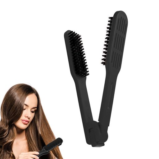 aninako ツインブラシ ストレートブラシ 豚毛 ヘアブラシ さらさら 静電気防止 絡まない 使いやすい くせ毛 縮毛 (ブラック) hitcreations-10264183 HiT Creations パッケージ画像