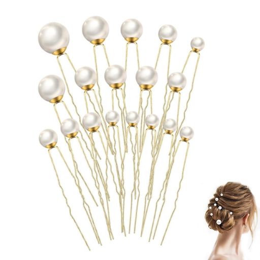 YFFSFDC Uピン ヘアピンパール 髪飾りパールピン直径8-20mmヘアアクセサリーパーテ...