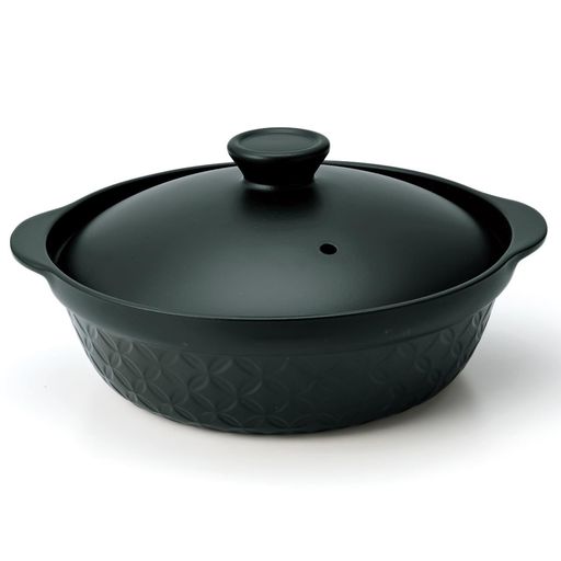 商品サイズ(約):31x28x高さ14.5cm 本体:高耐熱セラミック 蓋:硬質陶器 重量:1585g、容量:2180ml 電子レンジ・オーブン・ガスレンジ(直火)・ハロゲンヒーター・食器洗浄機対応