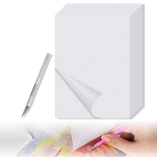 CHANJIF ダイヤモンドアート 剥離紙 A4 20枚セット 防塵防水 再利用可能 透明フィルム 彫刻刀付き ダイヤモンドペインティング