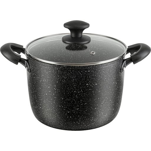 商品サイズ(蓋含む):約 幅34.5x奥行23.5x高さ23.5cm、重量:約1400g 鍋の高さ:約16cm 本体:アルミニウム合金、内面:ふっ素樹脂加工、外面:焼付塗装、はり底:ステンレス鋼、ガラス蓋:強化ガラス 満水容量:約5.8L 生産国:中国