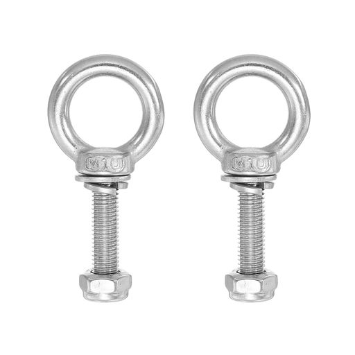 Rakuten - PATIKILアイボルトM10ボルトねじ長さ40mm304ステンレス鋼製外ネジ六角ねじナットガスケット平ワッシャー付き吊り下げ固定チェーンワイヤーロープ用2セット