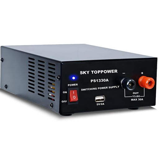 SKY TOPPOWER 直流安定化電源13.8V 30A, 30アンペアコンパクト安定化ベンチ電源,5V/2A USBインタフェース PS1330A