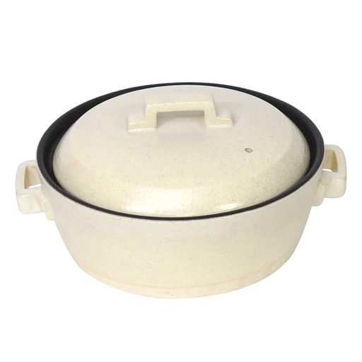 マルヨシ陶器 セラミック加工IH鍋 7号 ホワイト 内径22.5cmx外径25cmx高さ13.2cm 日本製 2-3人用 IH 直火 オーブン 対応 1.5L M1074