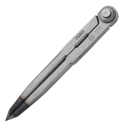 全長(mm):146 コンパスの円数値(mm):230 先端硬度(HRC):40以上 本体材質:機械構造用炭素鋼 本体寸法(mm):W18.5xH146xD20 / 本体質量(g):140