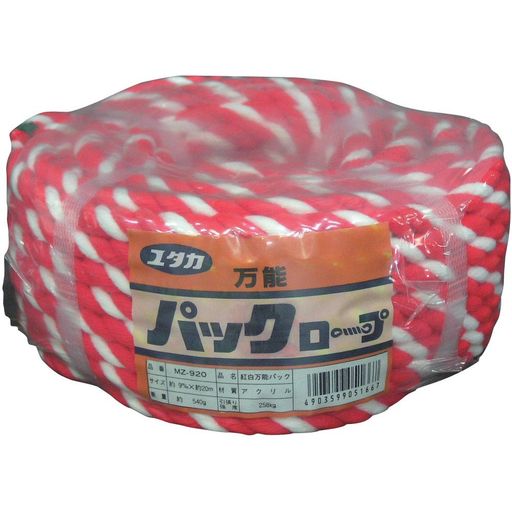 原産国:日本 色:紅白 線径(mm):9 長さ(m):20 包装形態:バンド掛け/シュリンクパック 3つ打 アクリル