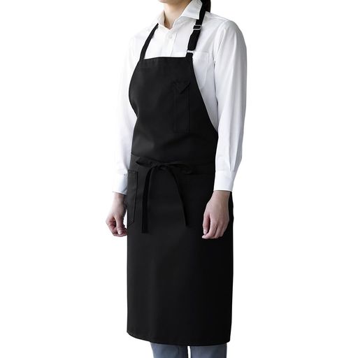 前中心丈60cm ウエスト巾102.5cm 裾巾76cm 肩紐長さ64.5cm 腰紐長さ86cm 腰ポケット2つ 左胸ペン差しポケット1つ 肩紐Dカン調節 胸当てエプロン ミドル丈