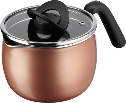 Sauce Pans - ティファール片手鍋14cm1.8Lガス火専用PFOAなどの有害物質不使用こびりつきにくさ長持ち「オプティスペースマルチポットシナモンブラウン」ブラウンA54787