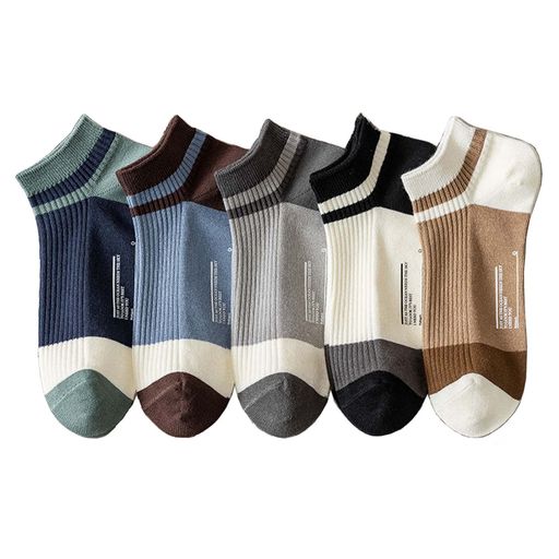 [Hanmeimei]メンズくるぶし【抗菌防臭通気】フットカバーソックス吸汗5足セット24-28cmカラフルソックスアウトドアソックスカジュアル(4.0)