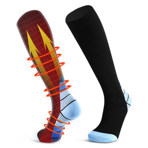 [POZCMJM]靴下メンズスポーツ1足入男女兼用着圧ソックス医療用ハイソックスふくらはぎ着圧サッカー野球ソックスブルー青L/XL