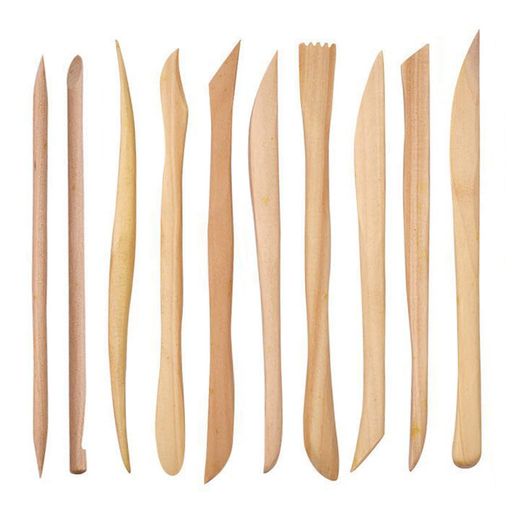 DanYun粘土ヘラ(10本セット)粘土道具粘土彫刻ツールオーブン粘土道具陶器造形ヘラ木製ハンドルスカルピ..