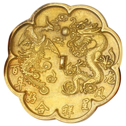 OUNONA銅八卦鏡銅鏡置物純銅製中国風直径8.5cm竜鳳デザイン壁掛け装飾縁起の良いレトロアンティークぶ..