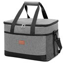 H&Wクーラーボックス小型大容量10L/35L保冷保温折り畳み収納可能軽量ソフト手提げと肩掛け両用お弁当収納バッグ保冷バックピクニック/通勤/キャンプ/お花見/BBQ/レジャー(グレー)(35L)
