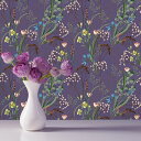 VEELIKE壁紙シールリメイクシート花柄クロス紫パープルボタニカル44.5x300CM防水耐熱シールタイプ壁紙シートカッティングシート襖紙ふすま紙ウォールステ...