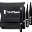 TweezerGuru毛抜きピンセット眉毛抜き精密ステンレス鼻毛ヒゲとげぬき黒ずみ角栓角質取り先斜め先端極細4本入り