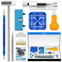 【JOREST】腕時計修理工具セット、時計電池交換、腕時計ベルト工具、でんち交換キット、時計バンド/ベルト調整工具、ピン抜き工具、腕時計の裏蓋オープナー、バネ棒...