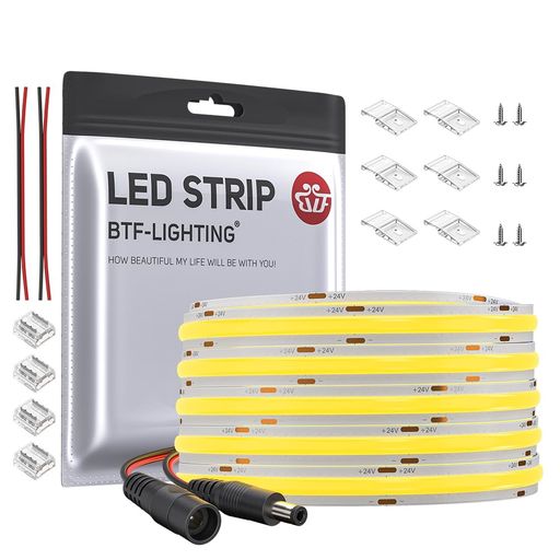 BTF-LIGHTING FCOB COB LEDテープライト 高密度 フレキシブル 10M/ロール 5280LEDs 電球色 3000K 幅8mm ストリップライト DC24V 14W/m 調光可能 変形可能 切断可能 寝室 キッチン ホーム 屋内装飾