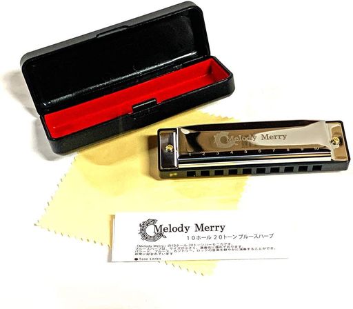 メロディメリー 10ホールズハーモニカ 20音 ブルースハープ Melody Merry Harmonica Blues Harp MH-100 (E音符フラット調)