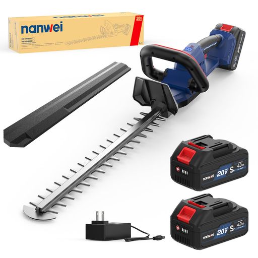 NANWEIヘッジトリマー充電式電動ヘッジトリマーブラシレスモーター有効刈り込み幅480mm切断径18mm両刃..