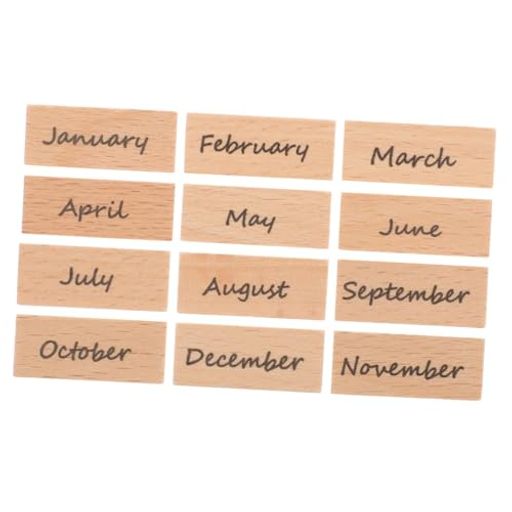 NUOBESTY木製スタンプセット12ヶ月パターン月スタンプログ調ウッドゴム印2.9x2x1.1cmカード日記スクラ..