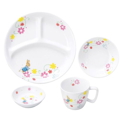 OGISO(おぎそ) ピーターラビット フルール 強化磁器食器4点セット (食洗機・レンジ対応)