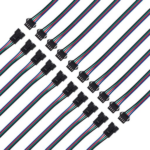 Rakuten - BTF-LIGHTING4ピン10ペアSMJSTコネクター15cmワイヤケーブル延長コード10個メス-10個オスRGB50503528WS2801APA02などLEDテープライト用