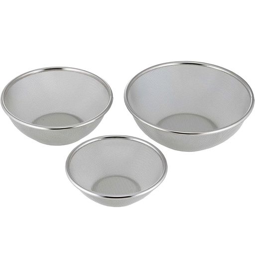 Silicone Containers - 下村企販TSUBAME丈夫で変形しにくい丸型ザル3点セット【日本製】食洗機対応洗いやすい16cm19cm22cmステンレスTSUBAME燕三条41961