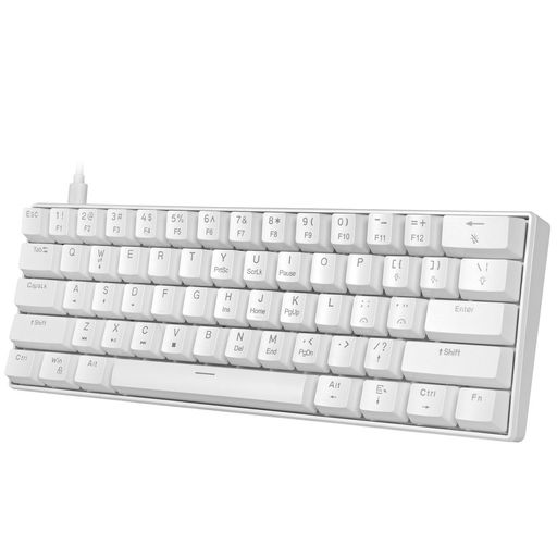 乐天商城 - HUOJI60%メカニカルキーボードUSB有線赤軸ゲーミング英語配列静音高速応答テンキーレスレインボーLEDバックライトコンパクトパソコンキーボードWindows/Mac/PS5対応(ホワイト)