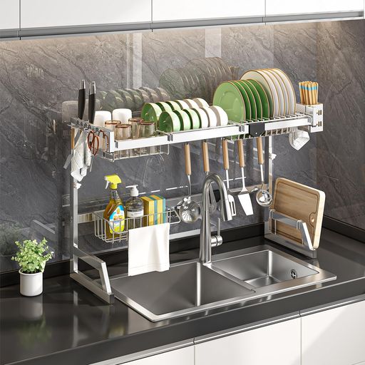 Stainless Goods - SereneSolシンク上水切りラック伸縮水切りラックシンク幅65~85cm対応食器水切り台所水切りキッチンラック食器ラックすっきり暮らす水切りかご水切りかご大容量