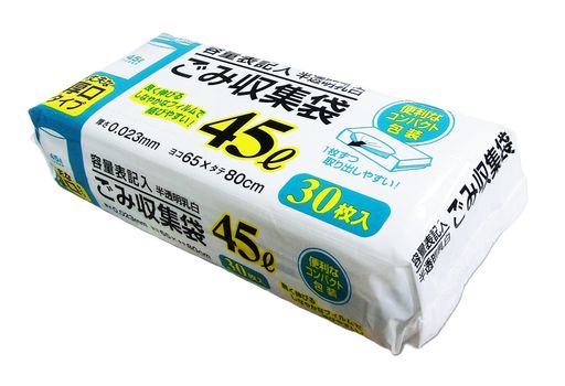 [日本技研工業] ゴミ袋 半透明乳白 45L 30枚入り 厚口タイプ 丈夫 破れにくい 1枚...