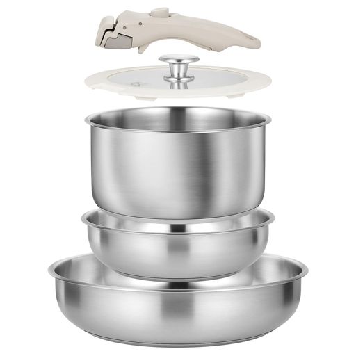 KOCH SYSTEME CS ステンレス フライパン セット 7点 鍋セット とってのとれる 蓋付き IH ガス火対応 長持ち 食洗機対応 オーブン対応 PTFE PFOA PFOS フリー
